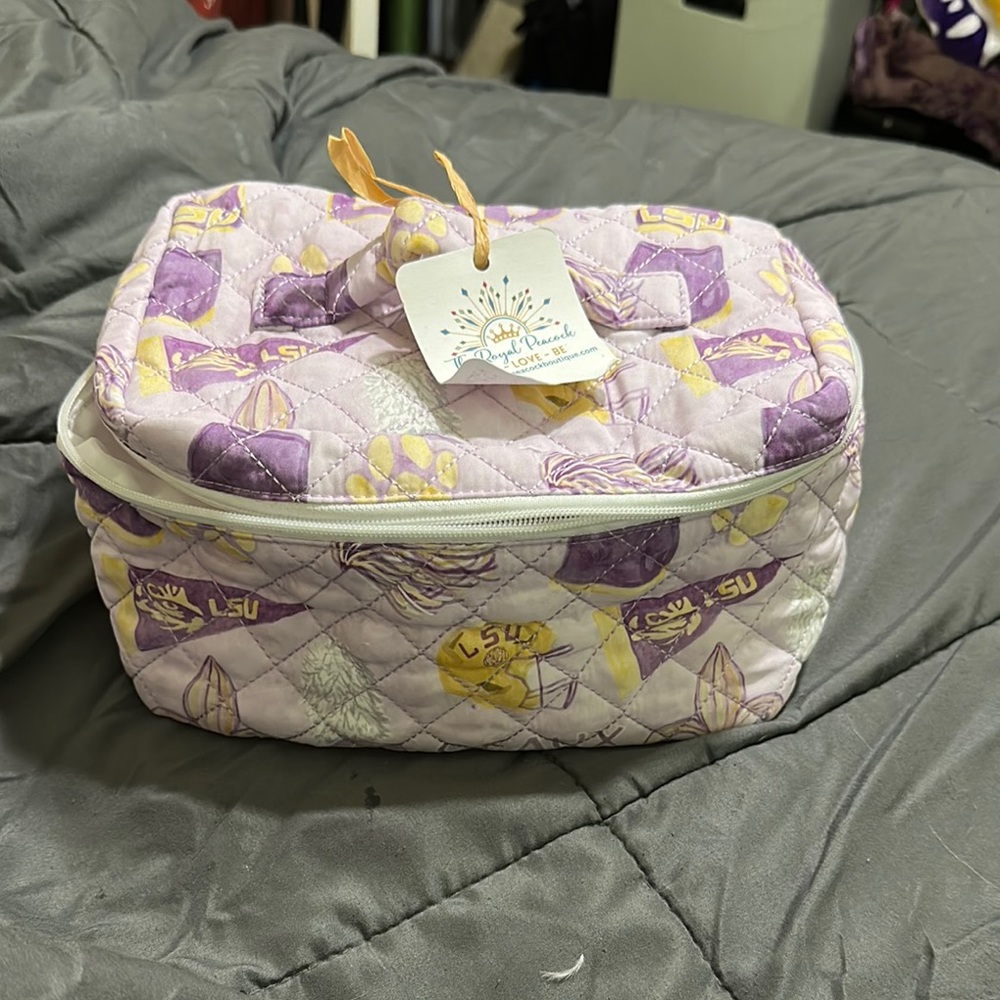 Purple and Yellow Quilted Cosmetic Bag